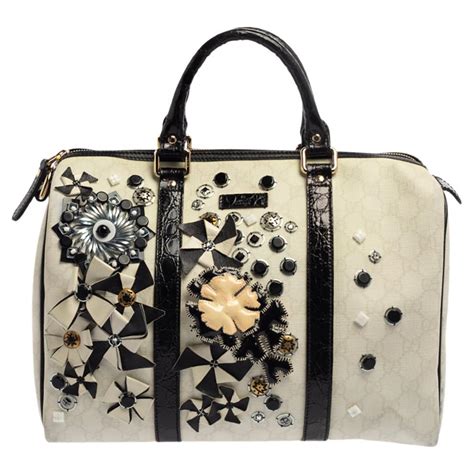 gucci white floral boston|white Gucci handbag.